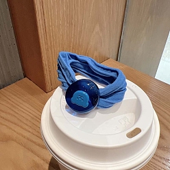 Морской Синий Связей ткани волос, аксессуары для волос для женщин и девочек, плоские круглые с медведем, Marine Blue, 140 мм