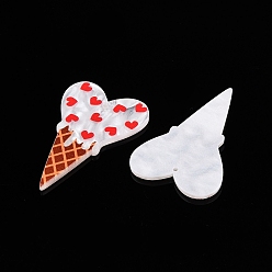 Красный Печатные акриловые подвески, сердце белые формы для мороженого, красные, 43.5x28.5x2 мм, отверстие : 1.6 мм