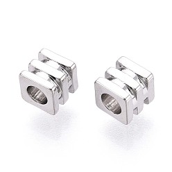 Платина Spacer бисер латунные, без кадмия, без никеля и без свинца, кубические, платина, 4x4x4 мм, отверстие : 2 мм