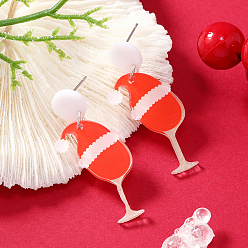 Нержавеющая Сталь Цвет Рождественские акриловые серьги-гвоздики, 304 штифт из нержавеющей стали, цвет нержавеющей стали