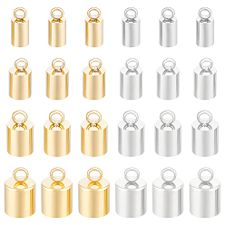 Золотой & Серебряный 32 шт. 8 стили 201 наконечники шнура из нержавеющей стали, Торцевые крышки, колонка, золотой и серебряный, 8~10.5x4~7 мм, отверстие : 1.5~2.5 мм, внутренний диаметр: 3~6 мм, 4 шт / стиль