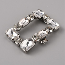 Cristal Décoration de chaussures en alliage strass, clip de boucle de chaussure amovible, rectangle, cristal, 62x45x12mm