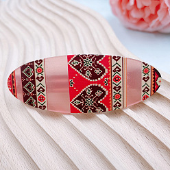 Flamingo Fashion Printed Acrylic Hair Barrette, Oval Bohemian Hair Accessories for Women, Flamingo, 80x26x9.5mm