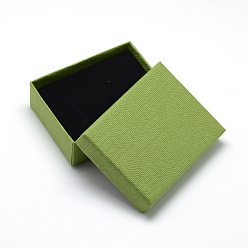 Olive Drab Cardboard Jewelry Set Box, for Ring, Necklace, Rectangle, Olive Drab, 9x7x3cm