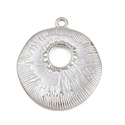 Ring 304 подвески из нержавеющей стали, цвет нержавеющей стали, кольцо-подвеска с лучистой оправой, 30.5x27x3.5 мм, отверстие : 2 мм