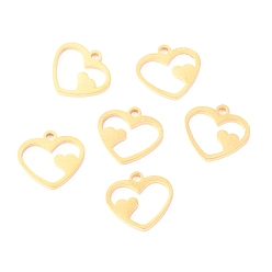 Золотой 304 прелести нержавеющей стали, лазерная резка, сердце, золотые, 12x11x1.1 мм, отверстие : 1.4 мм