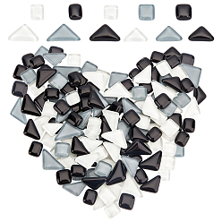 Black Transparent Glass Cabochons, Mosaic Tiles, for Home Decoration or DIY Crafts, Square & Triangle, Black, Triangle: 11.5x20x4mm Square: 10x10x5mm, 13.5x13.5x5mm, 120pcs/bag