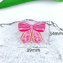 Hot Pink Acrylic Pendants, Bowknot Charm, Hot Pink, 34x39mm