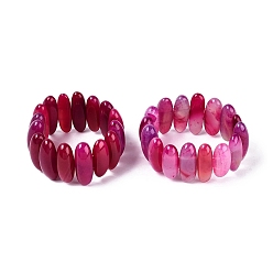 Camélia Bracelets extensibles ovales en perles d'agate naturelle pour femmes et hommes, teint, camélia, diamètre intérieur: 2.05~2.44 pouce (5.2~6.2 cm)