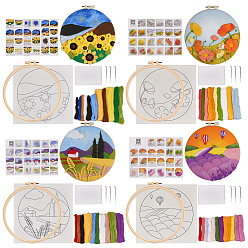 (52) Непрозрачная лаванда Набор для валяния с иглой для начинающих «подвесная картина», набор материалов из шерстяного фетра своими руками, с инструкциями, разноцветные, 230x230x2 мм