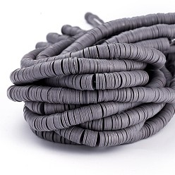 Slate Gray Flat Round Eco-Friendly Handmade Polymer Clay Beads, Disc Heishi Beads for Hawaiian Earring Bracelet Necklace Jewelry Making, Slate Gray, 8x0.5~1mm, Hole: 2mm, about 380~400pcs/strand, 17.7 inch