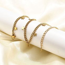 Золотой 304 ожерелья из витой цепи из нержавеющей стали с подвеской в виде звезды, ионное покрытие (ip), золотые, 17.91 дюйм (45.5 см)