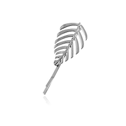 Platinum Alloy Hair Bobby Pins, Leaf, Platinum, 66x20mm