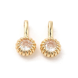 Clear Brass Micro Pave Cubic Zirconia Charms, 14K Gold Filled, Long-Lasting Plated, Flower, Clear, 11.5x6x3.5mm, Hole: 5mm