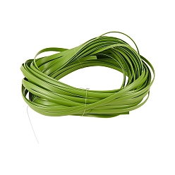 Желто-Зеленый Пэ пластик имитация ротанга плетеная, твердый ткацкий материал, для вязания мебели своими руками, плоский, желто-зеленый, 8x1.2 мм, 32 м / рулон