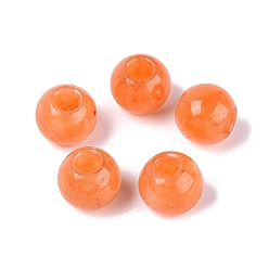 Темно-Оранжевый Натуральный белый нефрит европейский бисер, гладкий круглый, бусины с большим отверстием, окрашенные, темно-оранжевый, 10~10.5x9~9.5 мм, отверстие : 4 мм