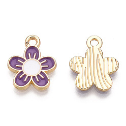 Средняя Орхидея Подвески из эмали и сплава, без кадмия и без свинца, сакура, золотой свет, средне орхидеи, 16x13x2 мм, отверстие : 1.8 мм
