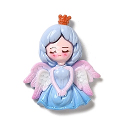 Васильковый Непрозрачная смола декодирует кабошоны, ангел, васильковый, 53x44x10 мм