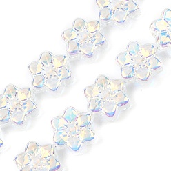 Прозрачный АВ Стеклянные бусины с гальваническим покрытием , цветок, с покрытием AB цвета, с половиным покрытием, ясно AB, 12x13x5 мм, отверстие : 1 мм, около 50 шт / нитка, 25.59'' (65 см)