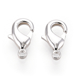 Посеребрённый Карабин-лобстеры, латунные, долговечный, без никеля , 925 серебро покрытием, 12x7.5x3 мм, отверстие : 1.4 мм