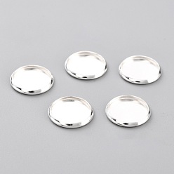 Серебро 304 Настройки нержавеющей стали кабошон, чашки безель с краями, плоско-круглые, серебряные, 14x2 мм лоток: 12 мм