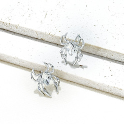 Кристалл Серьги-гвоздики из сплава в форме паука в пикантном и сладком стиле, со стразами, кристалл, 20x14 мм