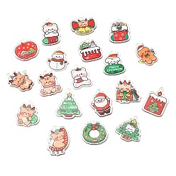 (52) Непрозрачная лаванда Печатные акриловые подвески, рождественские темы, разноцветные, 36~47x30~40x2.5 мм, отверстие : 3 мм