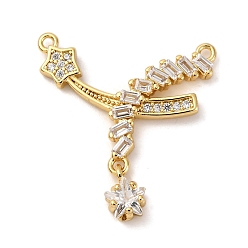 Настоящее золото 18K Латунные микро проложить кубического циркония подвески, звезда, долговечный, без кадмия и без свинца, стойки покрытие, реальный 18 k позолоченный, 25x22.5x2.5 мм, отверстие : 1.2 мм