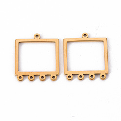 Golden 201 Edelstahl Kronleuchter Komponenten Links, Rechteck, Laserschnitt, golden, 24.5x22.5x1 mm, Loch: 1.4 mm und 1 mm