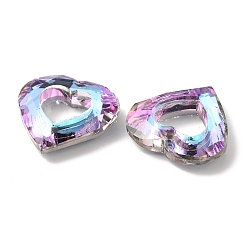 Cyan Electroplated Glass Pendants, Back Plated, Faceted Heart Charms, Cyan, 24.5x26x6mm, Hole: 11x13mm