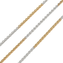 Золотой & Цвет Нержавеющей Стали Двухцветные 304 цепи из нержавеющей стали для пшеницы, пайки, с катушкой, ионное покрытие (ip), золотые и нержавеющая сталь цвет, 2.7x1.7x0.4 мм
