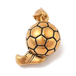 Золотой Ионное покрытие (ip) 304 подвески из нержавеющей стали, футбол и обувь очарование, золотые, 35x21x17 мм, отверстие : 3.5x8 мм
