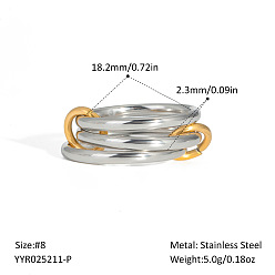 Позолоченный и Цвет Нержавейки Кольца из нержавеющей стали, соединяющиеся между собой, для женщин, настоящее золото и нержавеющая сталь, 2.3 мм, внутренний диаметр: 18.2 мм