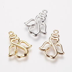 (52) Непрозрачная лаванда Латунные подвески, ангел, разноцветные, 16x14x2 мм, отверстие : 1 мм