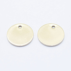 Real 18K Gold Plated Brass Charms, Long-Lasting Plated, Nickel Free, Flat Round, Real 18K Gold Plated, 12x1mm, Hole: 1.5mm