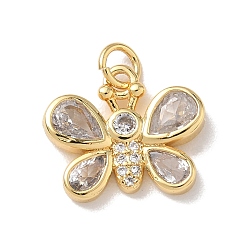 Прозрачный Латунные микро проложить кубического циркония подвески, бабочки прелести, стойки покрытие, долговечный, без кадмия и без свинца, реальный 18 k позолоченный, прозрачные, 14x16.5x3.5 мм, отверстие : 3.5 мм