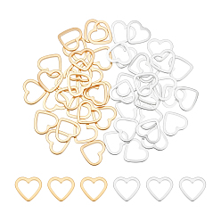 (52) Непрозрачная лаванда 50шт. 2 цветные латунные соединительные кольца, сердце, без кадмия и без свинца, разноцветные, 8.5x9.5x1 мм, внутренний диаметр: 5x7 мм, 25 шт / цвет