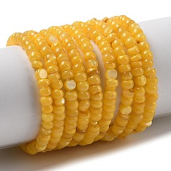 Золотистый Естественных пресноводных оболочки бисер нитей, окрашенные, рондель, золотые, 3x2 мм, отверстие : 0.5 мм, около 183~186 шт / нитка, 14.96'' (38 см)