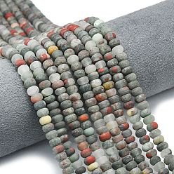 Гелиотроп Природные африканские гелиотроп бисер пряди, матовые, рондель, 6x4 мм, отверстие : 1 мм, около 93~96 шт / нитка, 14.57~14.76 дюйм (37~37.5 см)