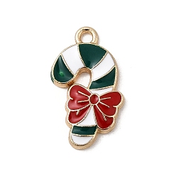 Candy Cane Рождественские эмали сплава подвески, золотые, шоколадная конфета, 22x13.5x2 мм, отверстие : 2 мм