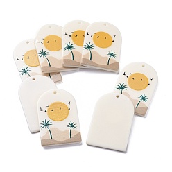 Разноцветный Акриловые подвески, 3 d распечатано, овал с солнечным узором, красочный, 39~40x25~25.5x2~2.5 мм, отверстие : 1.8 мм