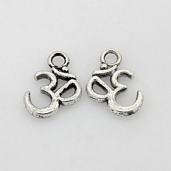 Античное Серебро Сплавочные подвески тибетского стиля, без свинца и без кадмия, символ аум / ом, античное серебро, 16 мм длиной, шириной 11 мм , толщиной 2 мм , отверстие : 2 мм