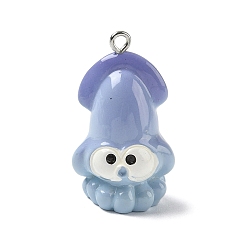 Осьминог Подвески из непрозрачной смолы с морской тематикой, с платиново-железными петлями, осьминог, 32x18.5x16 мм, отверстие : 2 мм