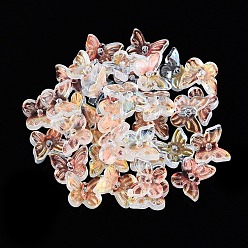 Clair AB Galvanoplastie perles de verre transparentes, papillon, de couleur plaquée ab , demi-plaqué, clair ab, 9.5x11x3.5~4mm, Trou: 1.2~1.4mm, environ2220 pcs / 1000 g