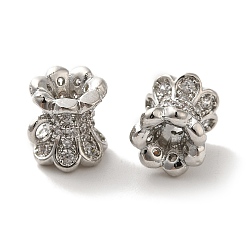 Платина Трубчатые дужки из цветочной латуни с микропаве из кубического циркония, долговечный, без кадмия и без свинца, платина, 7.5x8 мм, отверстие : 1.4 мм, внутренний диаметр: 2 мм