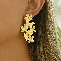 Золотой Элегантные серьги-гвоздики в виде цветка из латуни, золотые, 55x32 мм