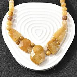 Топаз Нефрит Натуральный топаз нефрит ограненный бисер ожерелья для женщин, из нержавеющей стали застежками омаров, цвет нержавеющей стали, 19.09 дюйм (48.5 см)