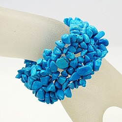 Howlite Bracelets élastiques aux pépites de pierres précieuses, howlite, 43~48mm
