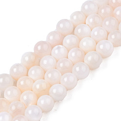 Lavender Blush Natural Freshwater Shell Beads Strands, Dyed, Round, Lavender Blush, 2.5mm, Hole: 0.5mm, about 122~136pcs/strand, 14.57 inch~15.63 inch(37cm~39.7cm)