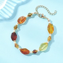 Янтарный Браслеты из натурального янтаря и жемчуга с градиентным переходом цвета для женщин., наггетсы и круглые, 7.09 дюйм (18 см)